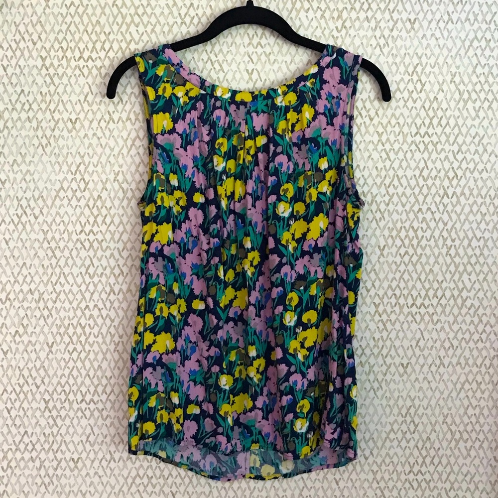 Boden Sleeveless Tie Back Floral Blouse